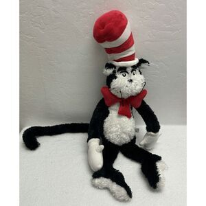 Vintage Dr. Seuss Cat in The Hat Black White Red Stuffed Plush Manhattan Toy  20